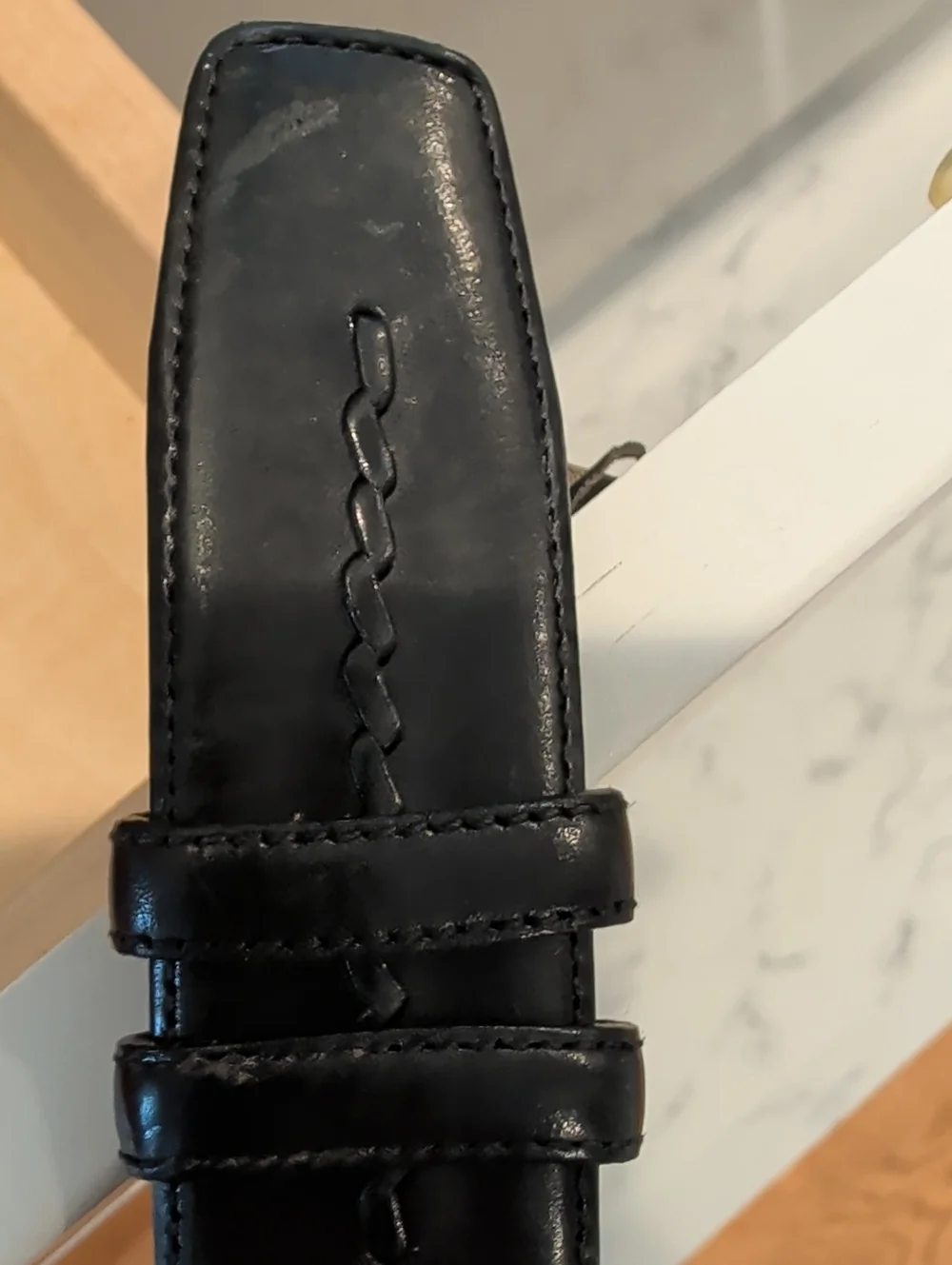 Handmade Black Leather Men's Belt with Silver Buckle